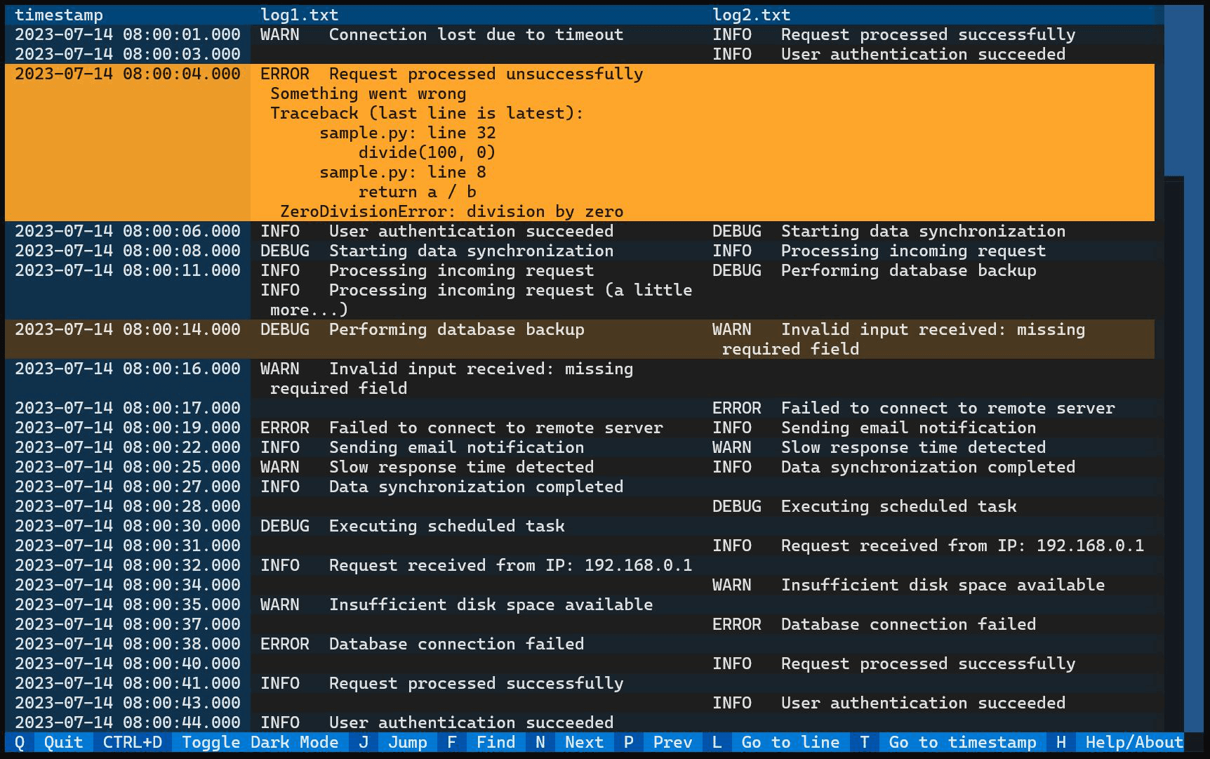 Logstreamer screenshot