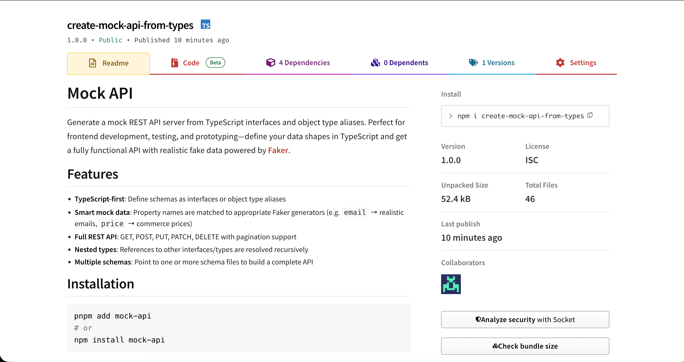 Mock API Server for TypeScript screenshot